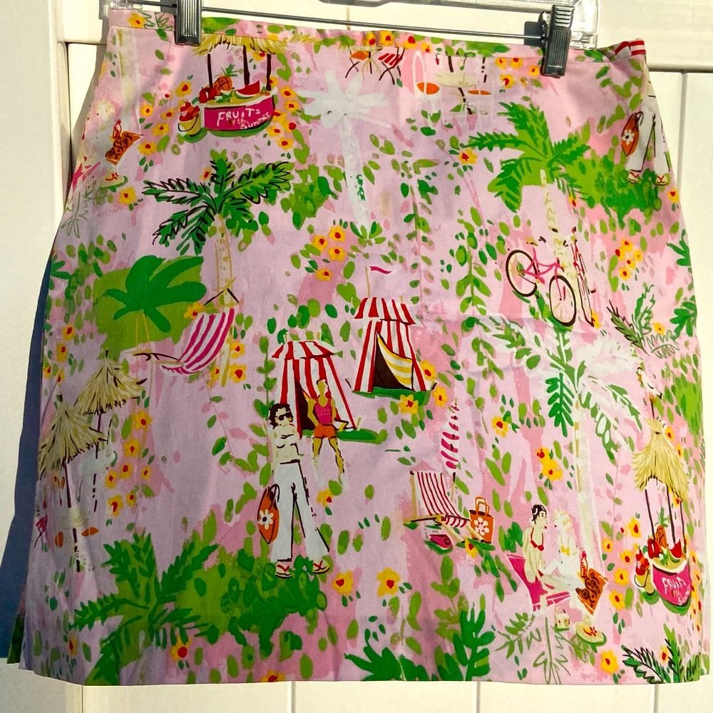 Larry Levine beach 🏖️ print pink/green skort size 12